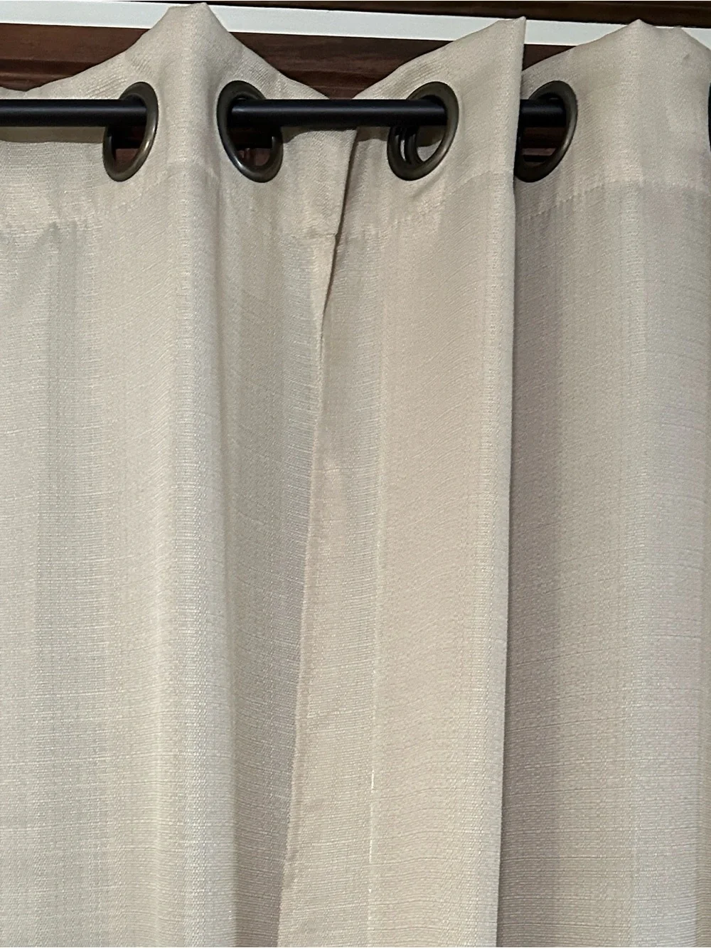 Neutral Beige Grommet Window Curtain Panel - Set of 2 Panels - Home Accents